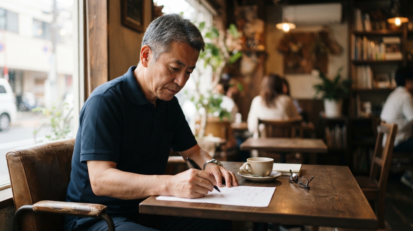 求人情報の共有資料を作成する日本人の担当者