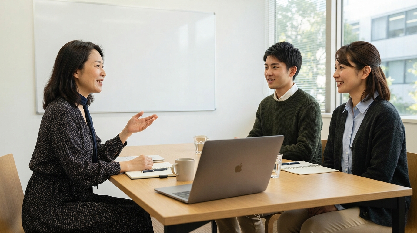 候補者の面接を行う日本人の面接官たち